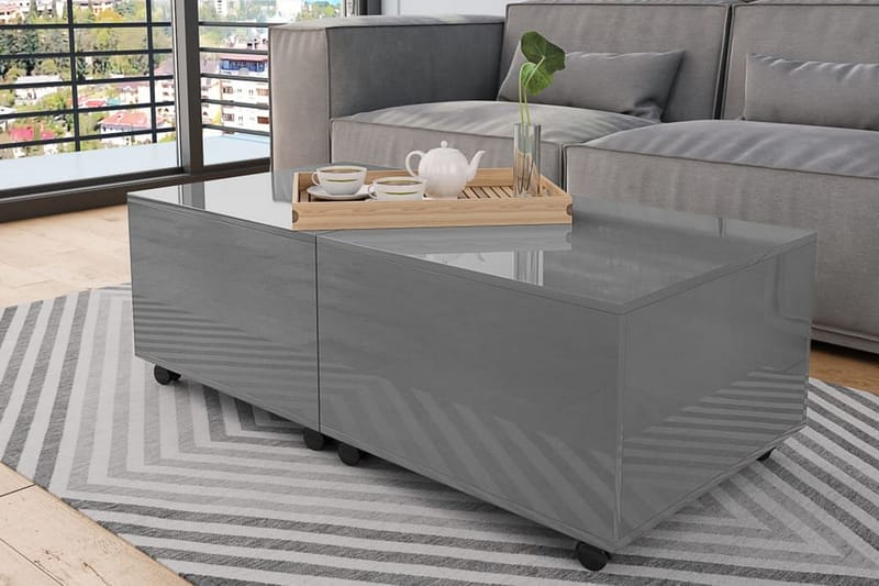 Soffbord grå högglans 120x60x35 cm - Grå - Soffbord