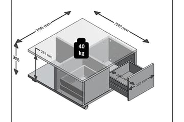 Soffbord Graciete 70 cm med Förvaring Lådor på Hjul - Vit/Betonggrå - Möbler - Bord & matgrupp - Soffbord