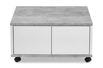 Soffbord Graciete 70 cm med Förvaring Lådor på Hjul - Vit/Betonggrå - Möbler - Bord & matgrupp - Soffbord