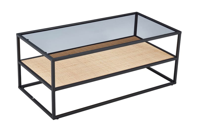 Soffbord Gryttom 120 cm med Förvaring Hylla - Glas/Rotting/Svart - Möbler - Bord & matgrupp - Soffbord