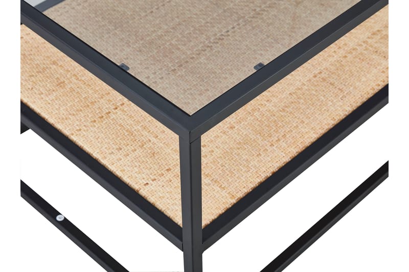 Soffbord Gryttom 120 cm med Förvaring Hylla - Glas/Rotting/Svart - Möbler - Bord & matgrupp - Soffbord