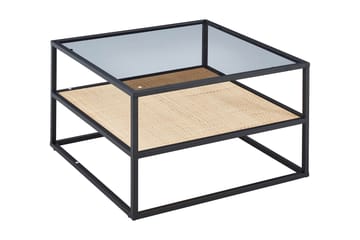 Soffbord Gryttom 75 cm med Förvaring Hylla - Glas/Rotting/Svart - Möbler - Bord & matgrupp - Soffbord