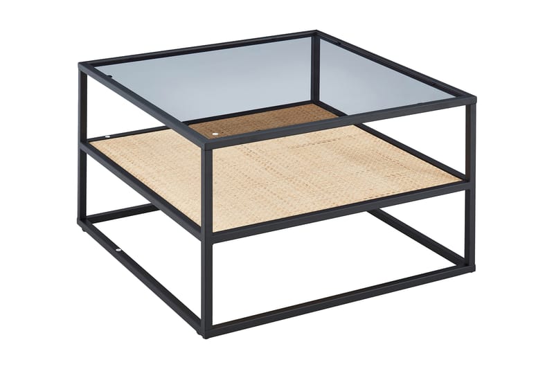 Soffbord Gryttom 75 cm med Förvaring Hylla - Glas/Rotting/Svart - Möbler - Bord & matgrupp - Soffbord