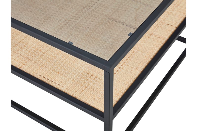 Soffbord Gryttom 75 cm med Förvaring Hylla - Glas/Rotting/Svart - Möbler - Bord & matgrupp - Soffbord