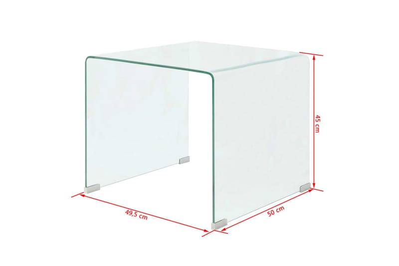 Soffbord härdat klarglas 49,5x50x45 cm - Transparent - Soffbord