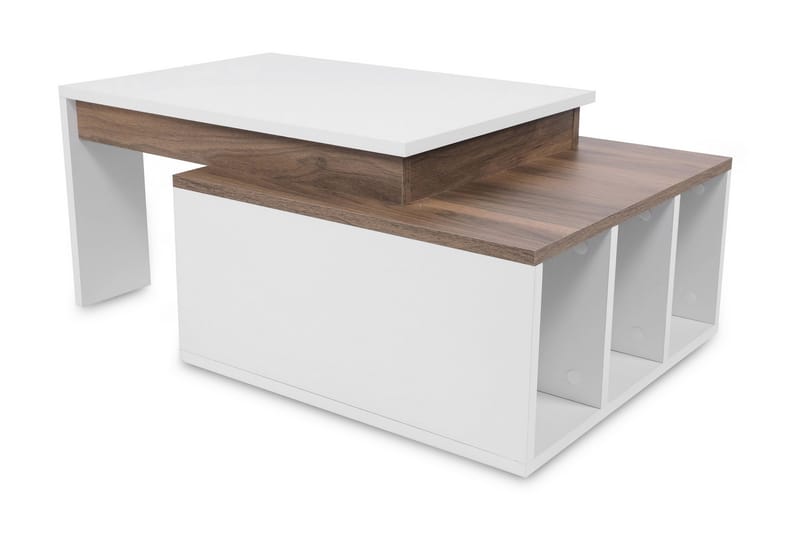 Soffbord Heathow 90 cm med Förvaring Hyllor - Vit/Trä - Möbler - Bord & matgrupp - Soffbord