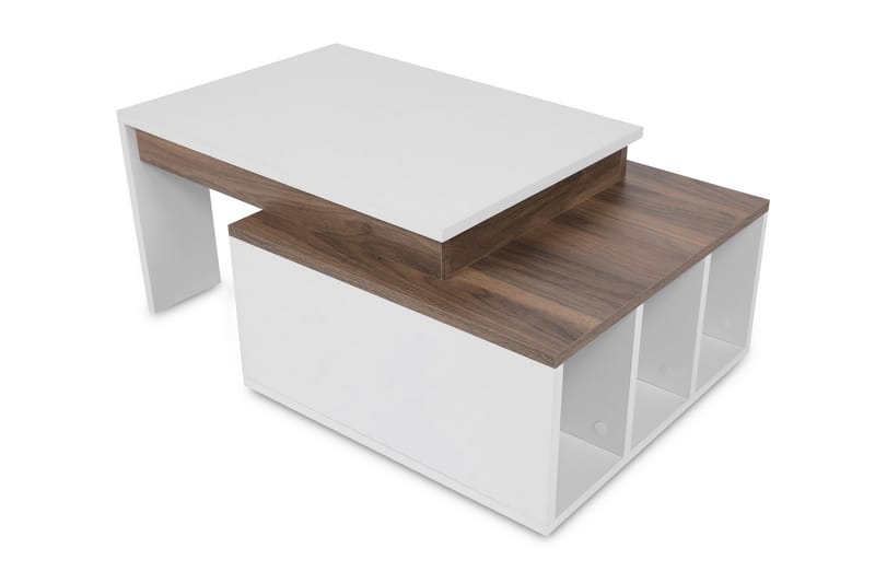 Soffbord Heathow 90 cm med Förvaring Hyllor - Vit/Trä - Möbler - Bord & matgrupp - Soffbord