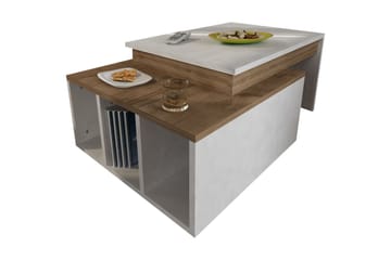 Soffbord Heathow 90 cm med Förvaring Hyllor - Vit/Trä - Möbler - Bord & matgrupp - Soffbord