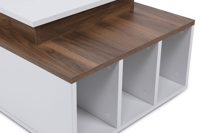 Soffbord Heathow 90 cm med Förvaring Hyllor - Vit/Trä - Möbler - Bord & matgrupp - Soffbord