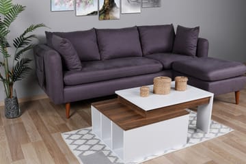 Soffbord Heathow 90 cm med Förvaring Hyllor - Vit/Trä - Möbler - Bord & matgrupp - Soffbord
