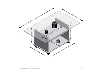 Soffbord Heidy 100 cm med Förvaring Hylla på Hjul - Vit/Betonggrå - Möbler - Bord & matgrupp - Soffbord