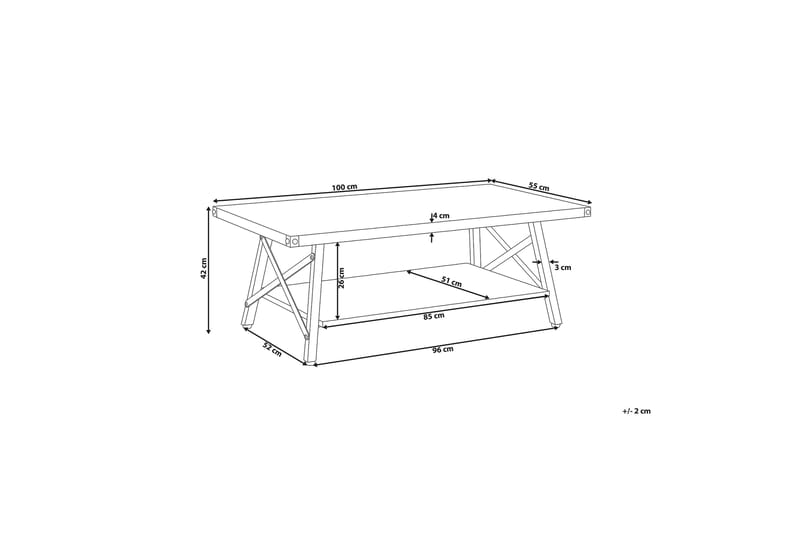 Soffbord Hollinswood 100 cm med Förvaring Hylla - Trä/Natur - Soffbord