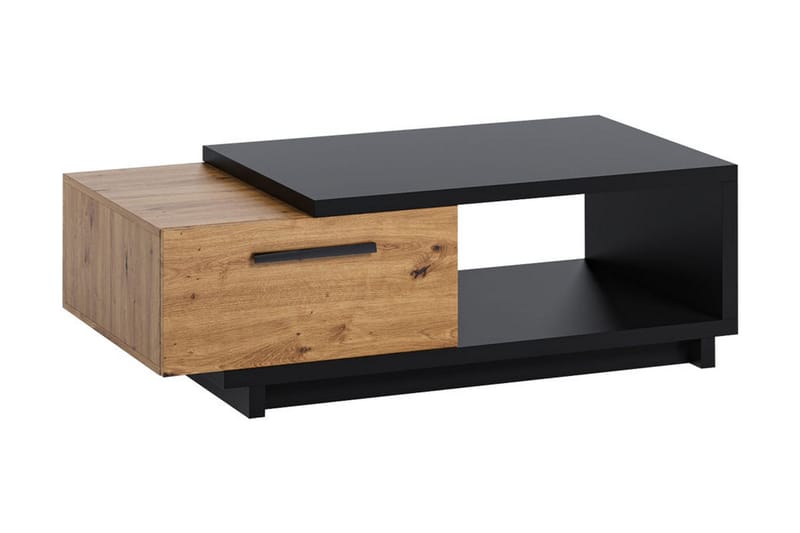 Soffbord Idelle 120 cm med Förvaring Låda + Hylla - Natur/Svart - Soffbord