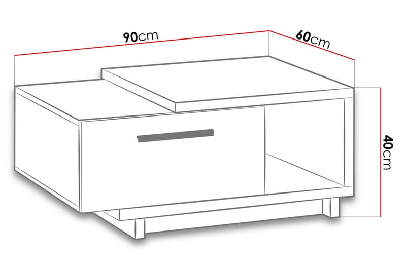 Soffbord Idelle 90 cm med Förvaring Låda + Hylla - Natur/Svart - Möbler - Bord & matgrupp - Soffbord