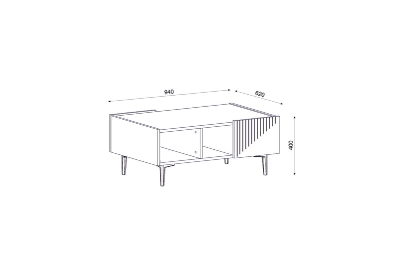 Soffbord Iecava 94 cm med Förvaring Hyllor - Natur/Svart - Möbler - Bord & matgrupp - Soffbord