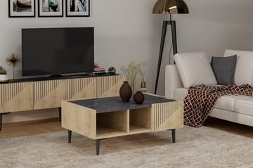 Soffbord Iecava 94 cm med Förvaring Hyllor - Natur/Svart - Möbler - Bord & matgrupp - Soffbord