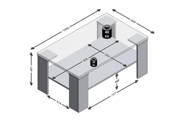 Soffbord Indira 100 cm med Förvaring Hyllor - Ljus Ekfärg - Möbler - Bord & matgrupp - Soffbord