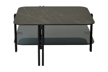 Soffbord Ireka 80 cm med Förvaring Hylla - Keramik/Glas/Svart - Möbler - Bord & matgrupp - Soffbord