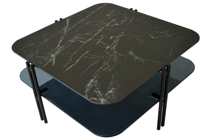 Soffbord Ireka 80 cm med Förvaring Hylla - Keramik/Glas/Svart - Möbler - Bord & matgrupp - Soffbord