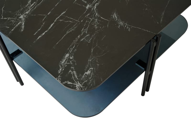 Soffbord Ireka 80 cm med Förvaring Hylla - Keramik/Glas/Svart - Möbler - Bord & matgrupp - Soffbord