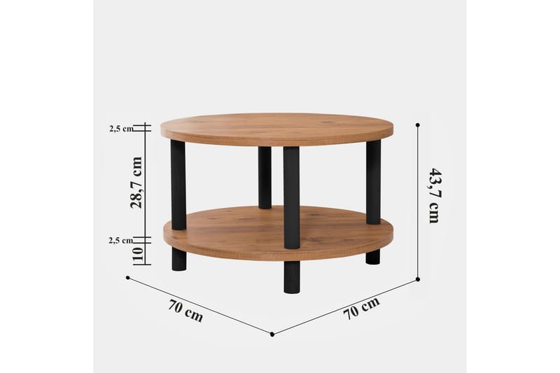 Soffbord Jamal 70x43,7x70 cm Runt - Brun/Svart - Soffbord