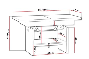 Soffbord Janeka 116 cm Höj- och Sänkbar med Förvaring Hylla - Vit - Möbler - Bord & matgrupp - Soffbord - Höj och sänkbart soffbord