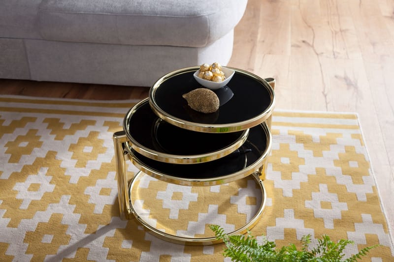 Soffbord Jayelynn 58 cm med Förvaring Hyllor Runt - Glas/Svart/Guld - Möbler - Bord & matgrupp - Soffbord