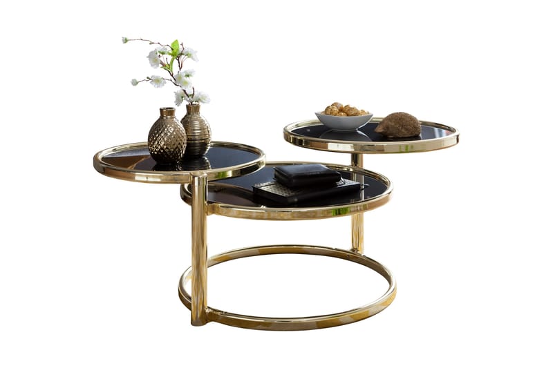 Soffbord Jayelynn 58 cm med Förvaring Hyllor Runt - Glas/Svart/Guld - Möbler - Bord & matgrupp - Soffbord