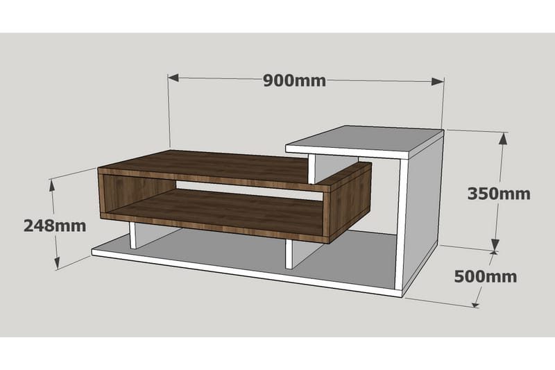 Soffbord Joshua 90 cm - Vit/Valnötsbrun - Möbler - Bord & matgrupp - Soffbord
