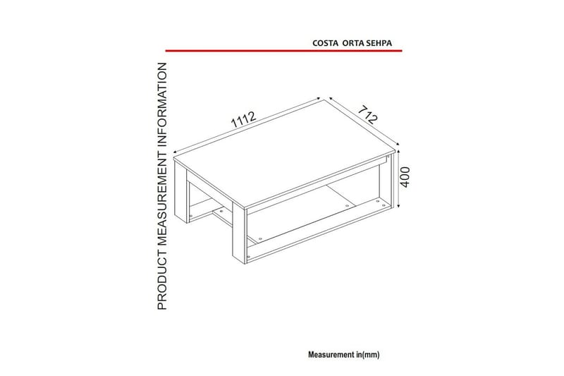 Soffbord Jospeh 111 cm med Förvaring Hylla - Natur/Svart - Soffbord