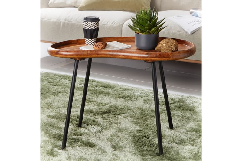 Soffbord Kagley 79 cm Njurformat - Massivt Trä/Svart - Möbler - Bord & matgrupp - Soffbord