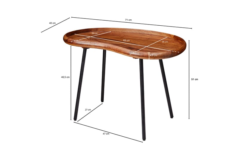 Soffbord Kagley 79 cm Njurformat - Massivt Trä/Svart - Möbler - Bord & matgrupp - Soffbord