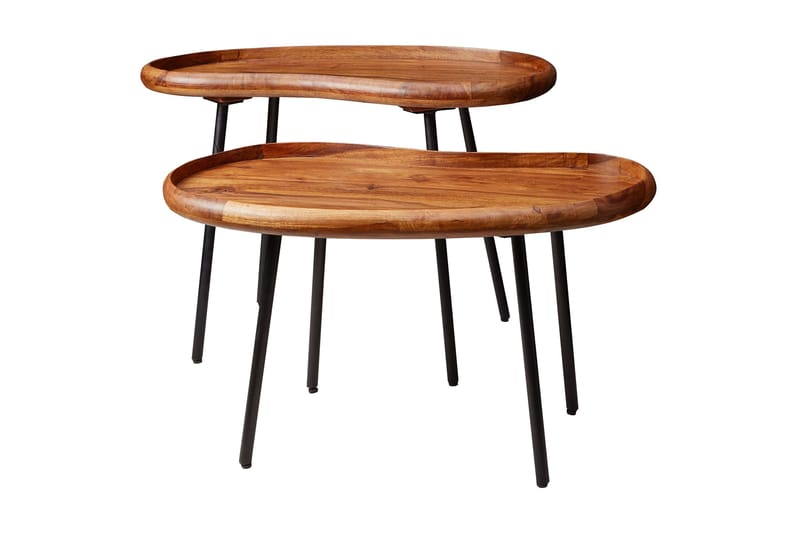 Soffbord Kagley 79 cm Njurformat - Massivt Trä/Svart - Möbler - Bord & matgrupp - Soffbord