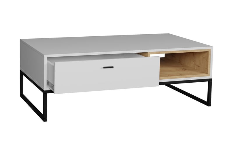Soffbord Kahambwe 120 cm med Förvaring Låda + Hylla - Natur/Svart - Soffbord