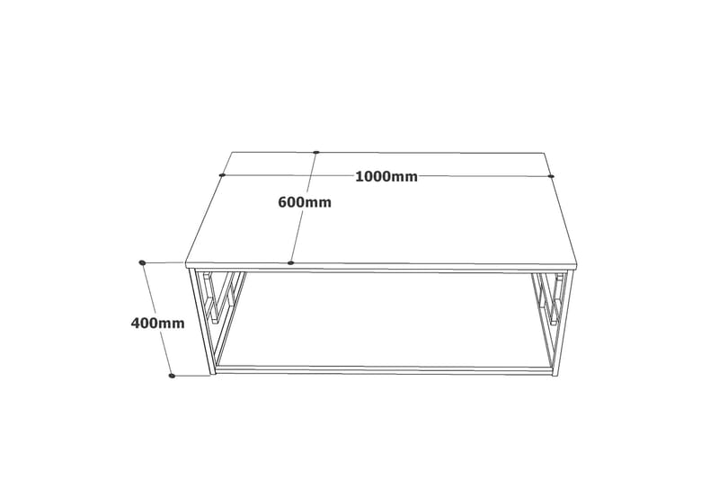 Soffbord Kaif 100x60 cm Vit/Guld - Hanah Home - Soffbord