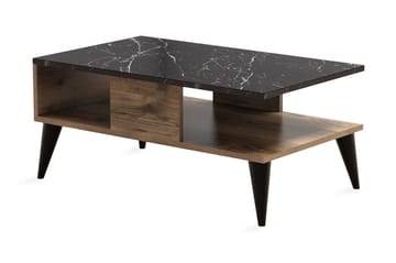 Soffbord Kaltenhauser 90 cm med Förvaring Hylla Marmormönste - Valnötsbrun/Svart - Möbler - Bord & matgrupp - Soffbord