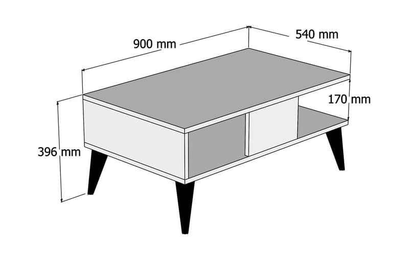 Soffbord Kaltenhauser 90 cm med Förvaring Hylla Marmormönste - Valnötsbrun/Svart - Soffbord