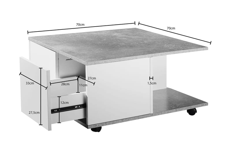 Soffbord Kanakares 70 cm - Vit - Möbler - Bord & matgrupp - Soffbord
