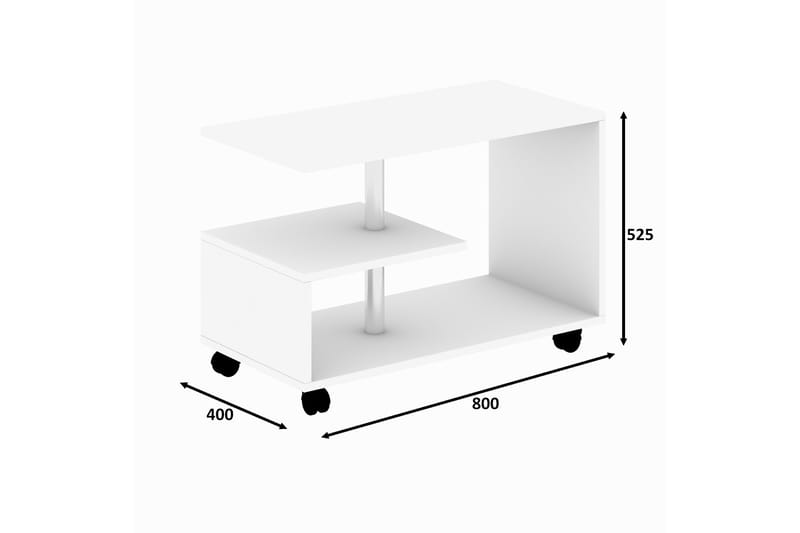 Soffbord Karanfil 80 cm med Förvaring Hylla på Hjul - Natur/Svart - Soffbord