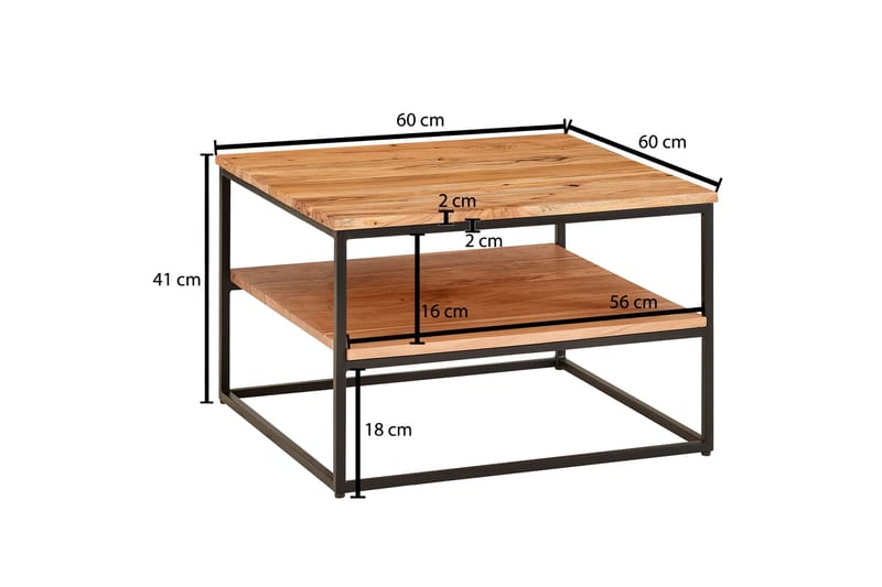 Soffbord Khalir 60 cm Fyrkantig - Natur - Soffbord