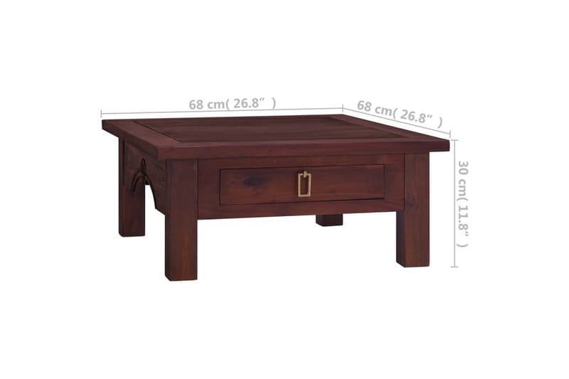 Soffbord klassisk brun 68x68x30 cm massiv mahogny - Brun - Soffbord