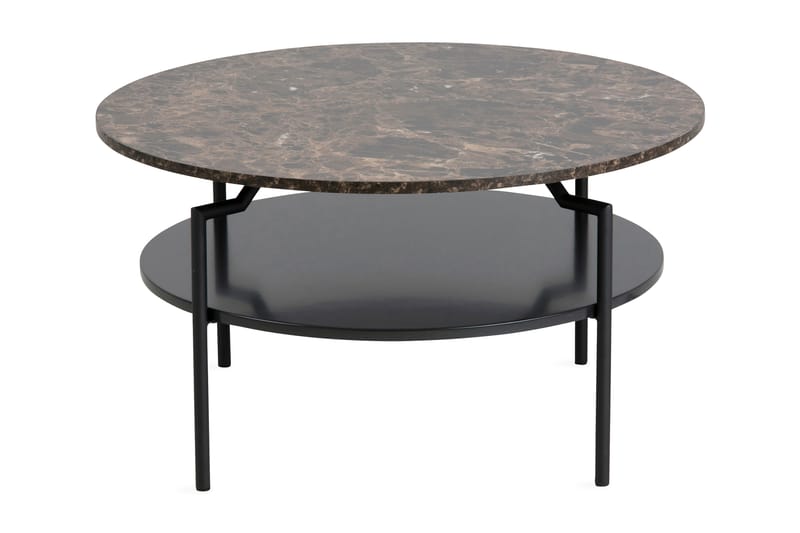 Soffbord Kristensa 80 cm Runt med Förvaring Hylla Mönster - Soffbord