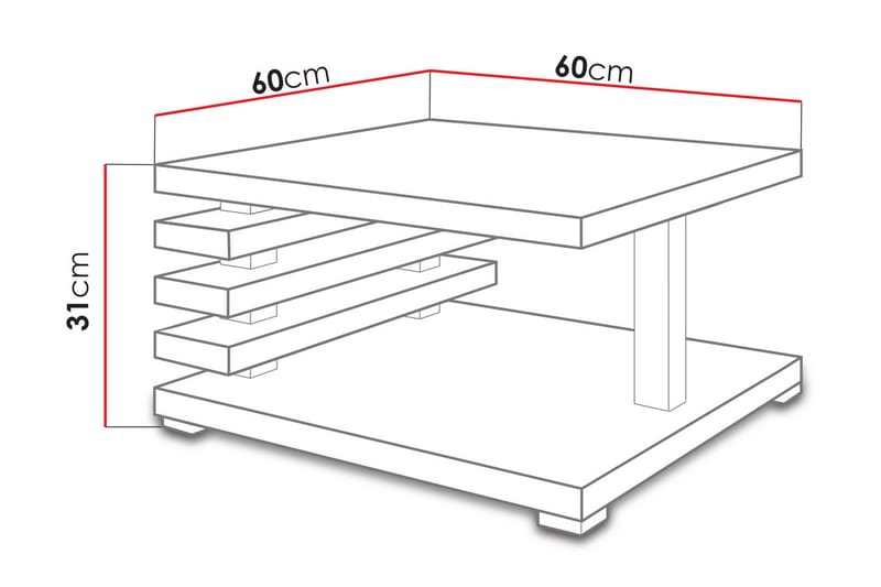 Soffbord Kurama 60 cm med Förvaring Hylla - Svart - Möbler - Bord & matgrupp - Soffbord