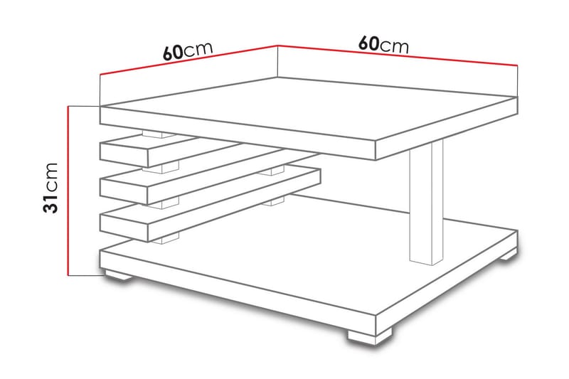 Soffbord Kurama 60 cm med Förvaring Hylla - Svart - Soffbord