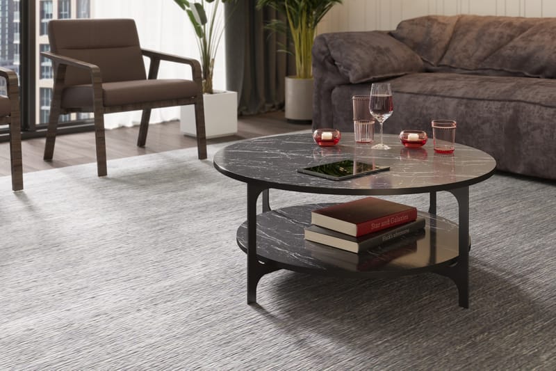 Soffbord Kvitsle 90 cm med Förvaring Runt Hylla - Svart - Möbler - Bord & matgrupp - Soffbord