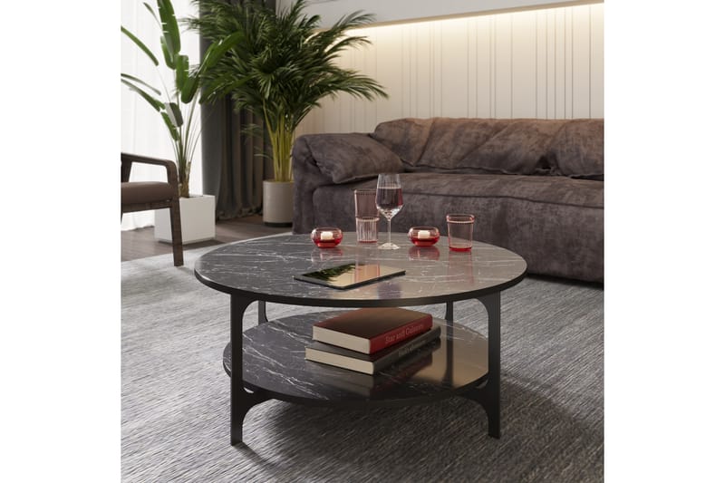 Soffbord Kvitsle 90 cm med Förvaring Runt Hylla - Svart - Möbler - Bord & matgrupp - Soffbord