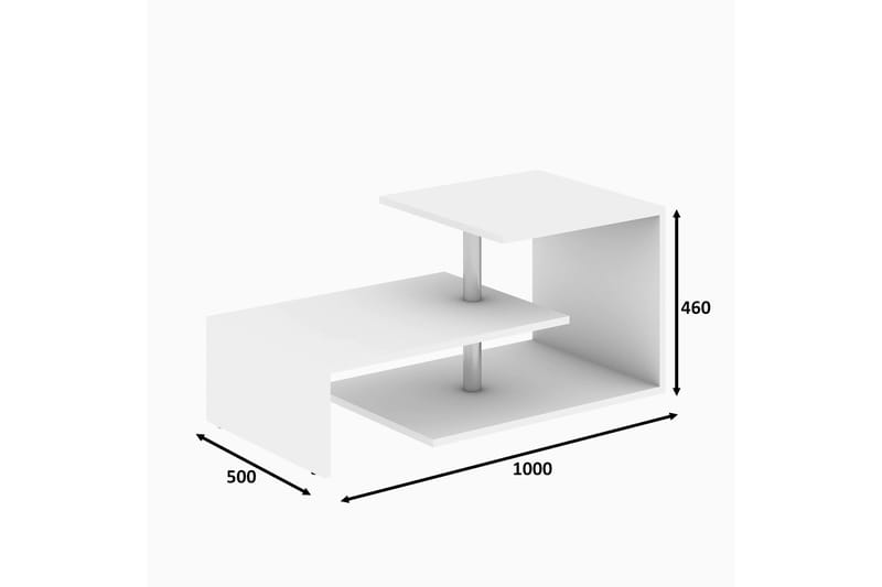 Soffbord Lalenius 100 cm med Förvaring Hylla - Vit - Soffbord