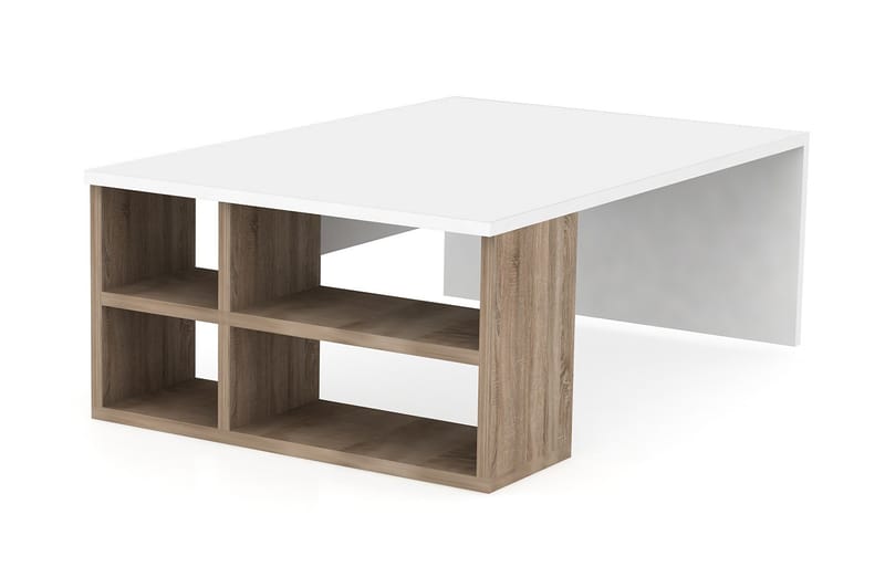 Soffbord Lalenius 90 cm med Förvaring Hyllor - Trä/Vit - Möbler - Bord & matgrupp - Soffbord