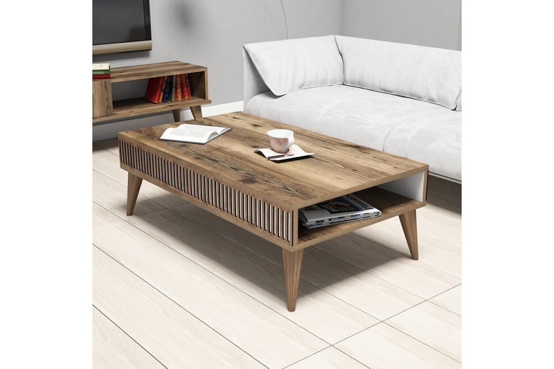 Soffbord Lebens 105 cm med Förvaring Hylla - Valnötsbrun - Möbler - Bord & matgrupp - Soffbord