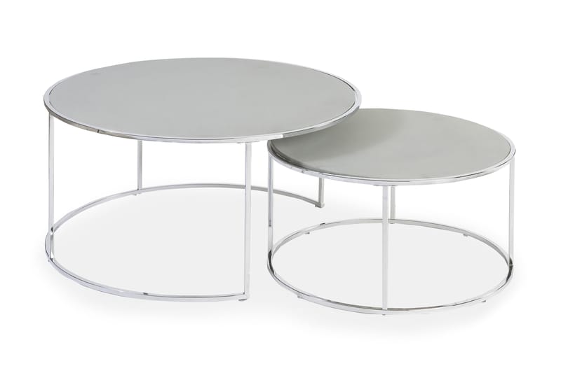 Soffbord Lens 2-pack 60|80 cm Krom/Grå - Soffbord